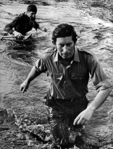 00038 Prints: Print of Prince Charles wading in a stream