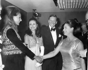 00041 Prints: Princess Margaret Shaking Hands with Camilla Sparv Print, April 1969