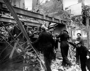 00041 Prints: Print of R. P. Air Raid Damage at East Lane, Walworth in June 1944