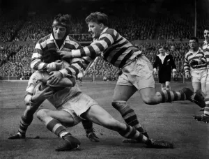 00041 Prints: Black and white print of Rugby League cup final at Wembley