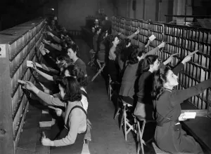 00044 Prints: World War II Women: Post Office Sorting Room Instruction Print