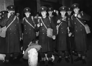 00045 Prints: Coldstream Guards Soldiers Enjoy Tea Before Deployment, Print