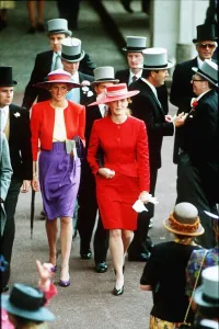 00046 Prints: Princess Diana at Ascot with Sarah Ferguson Print 1990