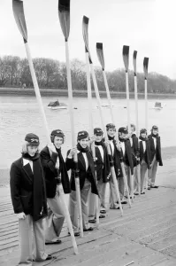 00056 Prints: Oxford Boat Race Crew Win in Style Print, March 1975
