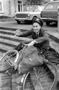 00056 Prints: Postman Trevor Bennett with Champagne Print 1975