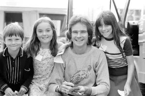 00058 Prints: Barry Sheene Signs Autographs for Young Fans, August 1977 Print
