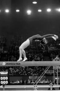 00058 Prints: Competitor on the Beam, April 1975 Print (00058)