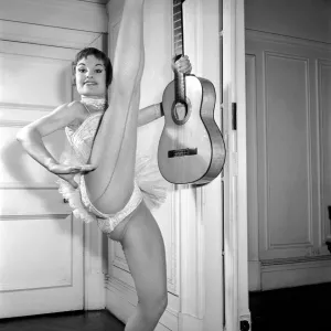 00062 Prints: 1958 Print of Margot Pritchard Performing with Guitar
