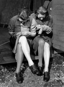 00064 Prints: Mending their Stocking Print, Aldermaston ATS Depot 1941