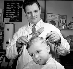 Vintage Print: Barber Shop Humour, March 1958