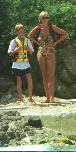 00065 Prints: Diana, Princess of Wales in leopard print swimsuit, Print
