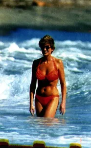 00066 Prints: Diana, Princess of Wales at Indian Castle Beach Print 1993
