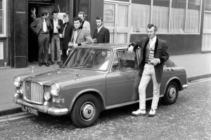 00068 Prints: Former Teddy Boys Outside Rock n Roll Cafe Print, May 1975