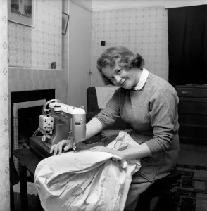 00068 Prints: Woman at Sewing Machine Print 1959