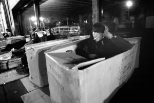 00070 Prints: Sleeping Rough in a Cardboard Box under the Arch, Croydon 1975 Print