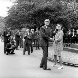 Cary Grant and Dyan at the Savoy Hotel, London 1966 Print