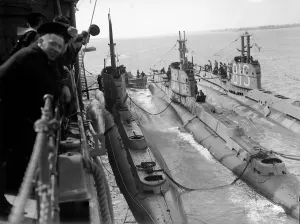 00073 Prints: S Class submarines alongside depot ship Print