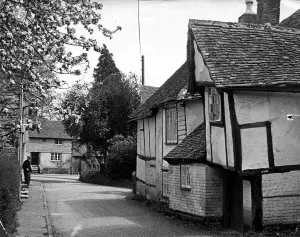 00074 Prints: Village Road Print, Sittingbourne Cottage circa 1950