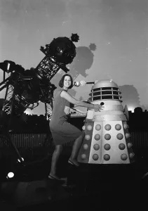 00075 Prints: Doctor Who Print: Verity Lambert with a Dalek