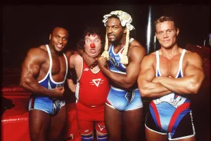 00077 Prints: Gladiators Red Nose Day Print March 1997
