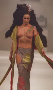 Prints of Scorpio former Gladiators star Nikki Diamond making her debut as a model during London Fashion Week modelling the designs of Michiko Koshino London Fashion Week Prints: Nikki Diamond at London Fashion Week Print