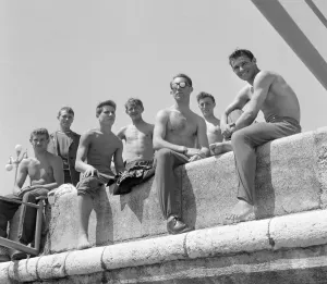 00082 Prints: Russian Holiday Makers at Sochi Sea Wall Print, May 1960