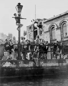 Children Prints: WW2 Childhood Scene Print: Plymouth Barbican Summer Fun