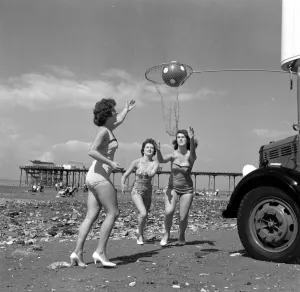 00083 Prints: Beauty Contest Girls Playing Netball Print, Hunstanton 1959