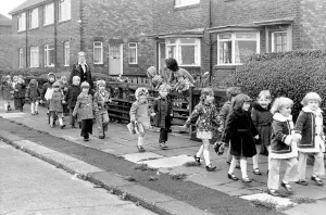 00085 Prints: Evacuation at Hebburn Quay Infants School, 1976 Print