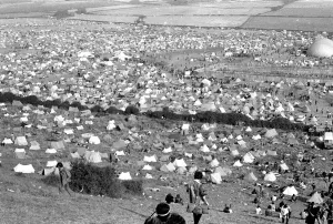 00087 Prints: Crowded Campsite at Isle of Wight Pop Festival Print 1970