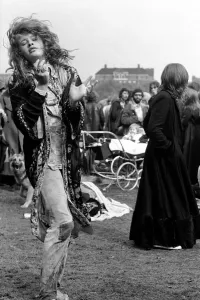 00087 Prints: Hippy Girl Dancing at Free Hyde Park Pop Festival Print 1970