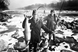 00087 Prints: Wylam Angling Club Members with First Salmon Print 1987