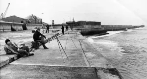 00088 Prints: River Wear Pier Fishing Print, Sunderland