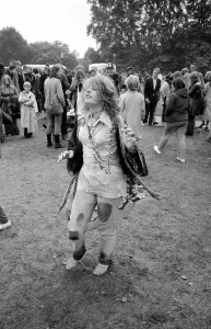 00088 Prints: Hippy Girl Dancing at Free Hyde Park Pop Festival Print 1970