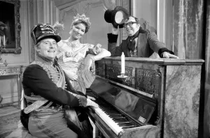 Eric Morecambe and Ernie Wise with Glenda Jackson Print 1972