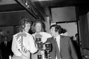 Freddie Trueman at Saxon Motor Hotel Print, January 1972