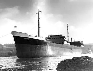 British Shipbuilding History Prints: The 18, 000-ton Shell tanker ship Hinnites after her launch from Walker Naval Yard