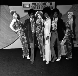 00093 Prints: Diana Ross and The Supremes 1968 Print - EMI Sign Background