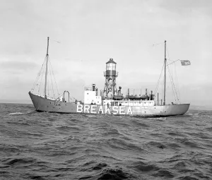 Prints of The Breaksea Lightship in the Bristol Channel. 22nd December 1954 Bristol Prints: The Breaksea Lightship Print, Bristol Channel