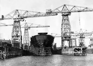 0000to0099 Prints: A Ship Being Built at the River Tyne Print
