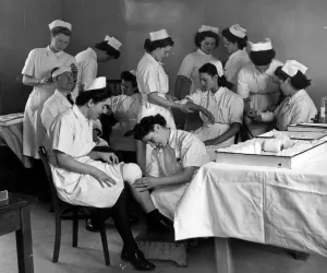 00096 Prints: Student Nurses in Training, Hadley Common, 1948 Print