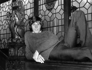 60s Fashion Trends Prints: Barry Gibb of the Bee Gees pop group, pictured at the home of his manager