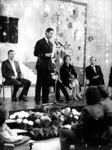 Prince Charles at Moorside School Print 7 December 1983