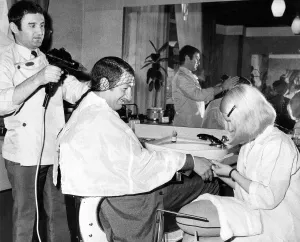 Fashion In The 60s Prints: A this hair salon men can get a manicure as well as a new hair style in August 1969