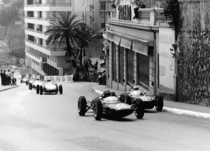 Jim Clark Prints: Monaco Grand Prix Print, 1961: Sterling Moss vs Jim Clark