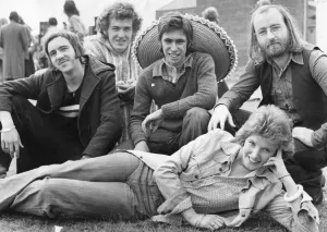 Vintage Fashion Photography Prints: Christine Williams aka Chris Cool 15 September 1974, with her band The Ice Breakers
