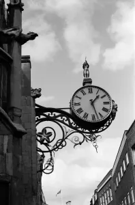 Prints of St. Martin-Le-Grand Clock on Coney Street, York, North Yorkshire. September 1971 York Prints: St. Martin-Le-Grand Clock Print, York 1971