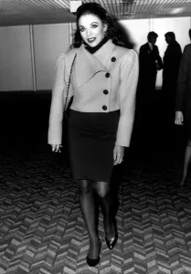 Joan Collins at Heathrow Airport Print, March 1989