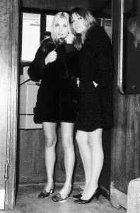 Sharon Tate and Ingrid Pitt at London Airport, 5th April 1969 Print