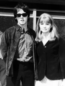 Entertainment In The 1960s Prints: Jane Asher actress with Paul McCartney singer pictured at Heathrow airport. May 1967